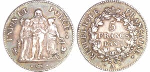 Directoire (1795-1799) - 5 francs Hercule union et force An 7 A (Paris)