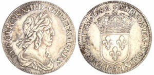 Louis XIII (1610-1643) - ¼ d'écu du 2ème poinçon de Warin - 1642 A (Paris)