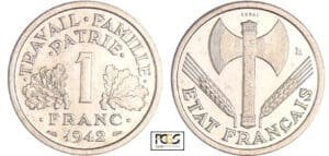 Etat-Français (1940-1944) - 1 franc Bazor 1942 essai (poids lourd)