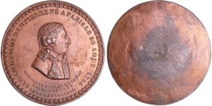 France - Révolution - Cliché uniface en mémoire de la mort de Dampierre, tué par un boulet de canon le 9 mai 1793