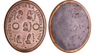 France - Révolution - Médaille en l'honneur de cinq martyrs de la liberté: Lepelletier, Marat, Chalier, Bara & Viala, tués en 1793