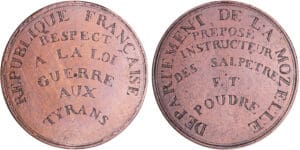France - Révolution - Instructeur des Poudres et Salpêtres. Médaille de préposé instructeur des poudres et salpêtres du département de la Moselle