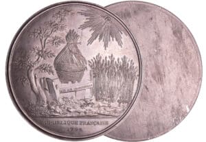 France - Révolution - Médaille uniface reprenant une partie de la devise "guerre aux châteaux, paix aux chaumières", 1792