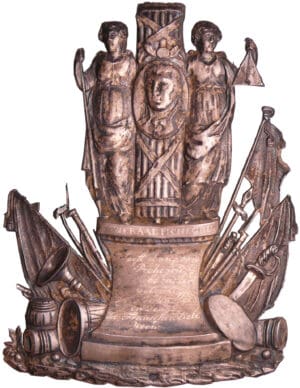 France - Révolution - Plaque en argent uniface avec légende en néerlandais, commémorant la mort du Général Pichegru