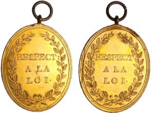 France - Révolution - Administrateurs de Département. Insigne par Maurisset, porté par les administrateurs de département, conformément au décret rendu par l'Assemblée Nationale le 12 juillet 1792