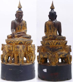 Asie - Thaillande, Siam - Boudha en bois doré  - Epoque Rattankosin 1792