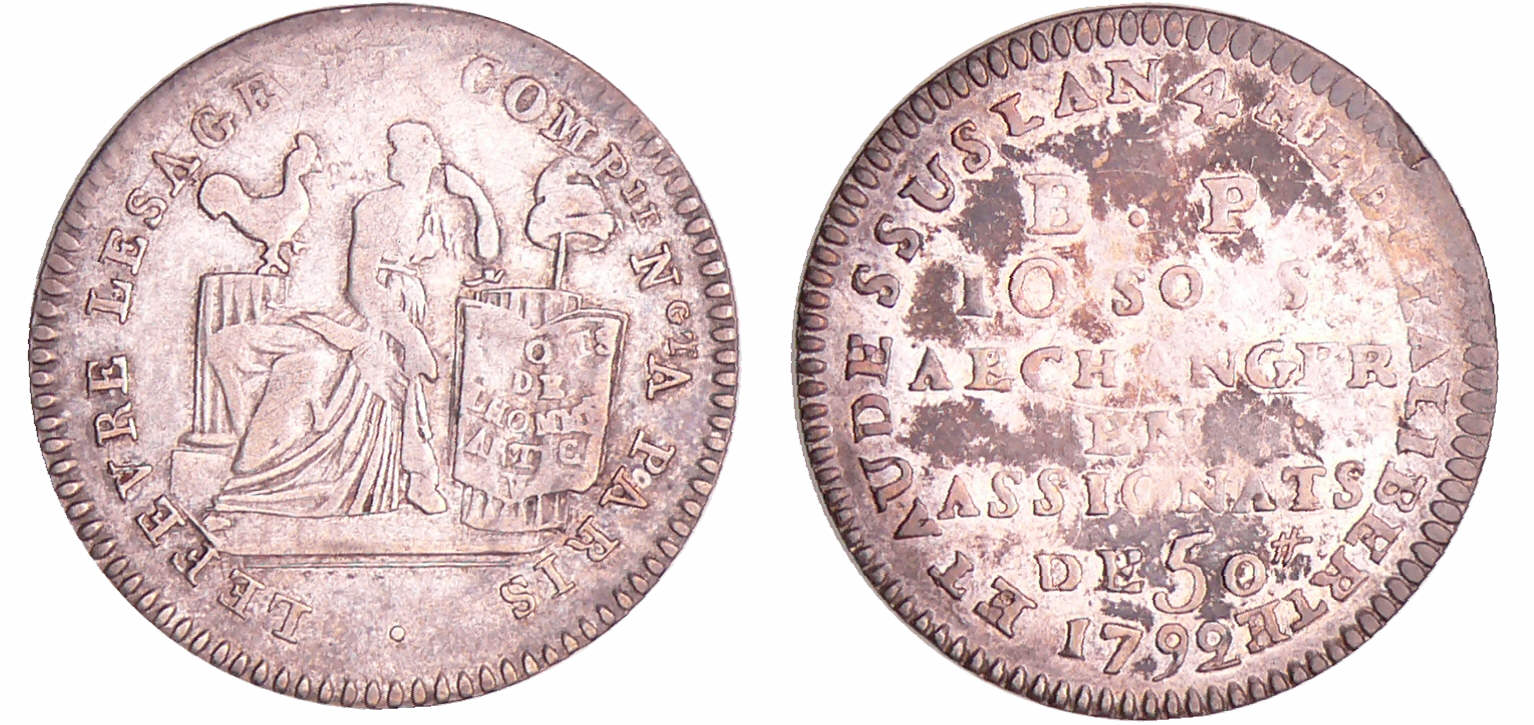 Constitution (1791-1792) - Bon pour 10 sols de Lefèvre Lesage et Cie 1792 Constitution (1791-1792) - Bon pour 10 sols de Lefèvre Lesage et Cie 1792