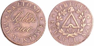 Italie - Repubblica Piemontese (1798-1799) - 2 Soldi Anno 9 (Turin)
