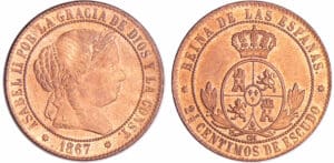 Espagne - Isabel II (1833-1868) - 2 1/2 centimos 1867