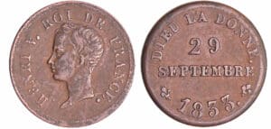 Henri V Comte de Chambord (1820-1883) - Médaillette au module du 1/2 franc 29 sept 1833