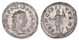 Philippe II - Antoninien (245/6, Rome) Philippe II debout.