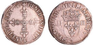 Henri III (1574-1589) - Quart d'écu - 1587 C (Saint-Lô)