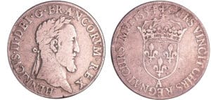 Henri II (1547-1559) - Teston au buste nu, frappe au moulin 3ème type - 1554 A (Paris)