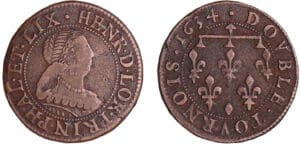 Lorraine - Henriette de Lorraine - Double tournois 1634 - Frappe médaille - Phalsbourg Lixhein