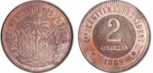 Haïti - République - 2 centimes 1889 Pattern (essai)