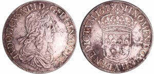 Louis XIII (1610-1643) - Ecu du 2ème poinçon de Warin - 1643 A (Paris) . et sans baies