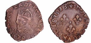 Charles X (1589-1590) - Double tournois - 1593 P (Dijon)