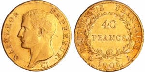 Napoléon 1er (1804-1814) - 40 francs calendrier grégorien 1806 A (Paris)