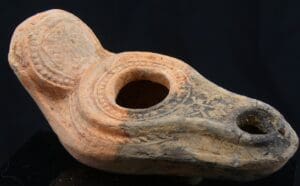 Byzantin - Lampe à  huile en terre cuite "Croix" - 400 / 600 ap. J.-C.