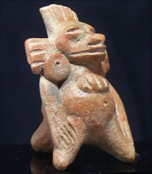 Maya - Mexique ou Guatemala - Ocarina cérémoniel en terre cuite - 600 / 900 ap. J-C.