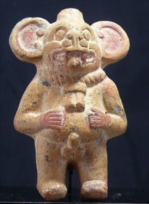 Maya - Guatemala - Statuette sifflet en terre cuite - 200 / 600 ap. J-C.