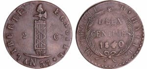 Haïti - République (1825-1849) - 2 centimes 1840 (An 37)