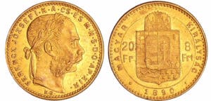 Hongrie - Franz Joseph I (1848-1916) -8 Florin (20 Francs) 1890 KB
