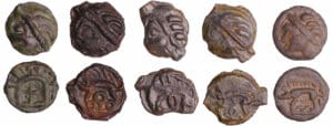 Leuques - Potin à la tête d’indien (75-50 av. J.-C.) - Lot de 5 monnaies