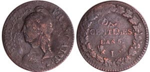 Directoire (1795-1799) - 5 centimes Dupré - surfrappe - AN 5 I (Limoges) / Décime AN 4 I (Limoges)