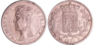 Charles X (1824-1830) - 5 francs 1er type 1825 B (Rouen)