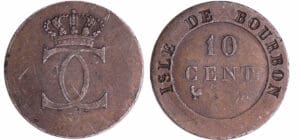 Réunion (Isle de Bourbon) - Charles X (1824-1830) - Piéfort en étain bronzé du 10 centimes - Non daté A (Paris)