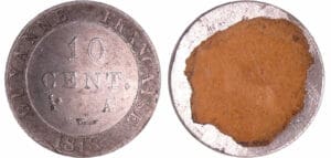 Guyane - Louis XVIII (1815-1824) - Cliché de revers en étain du 10 centimes , 1818 A Paris
