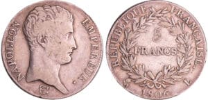 Napoléon 1er (1804-1814) - 5 francs calendrier grégorien 1806 L (Bayonne)