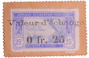 Côte d'Ivoire - Timbre carton - 0 fr. 25 valeur d'échange