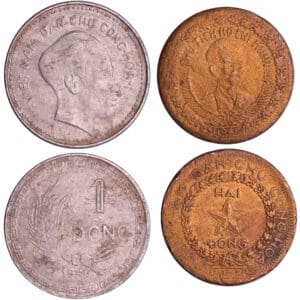Vietnam - Lot de 2 monnaies - 1 dong 1946, 2 dongs 1946