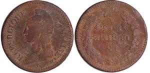 Directoire (1795-1799) - 1 décime Dupré - surfrappe du 2 décimes An 5 A (Paris) frappe médaille