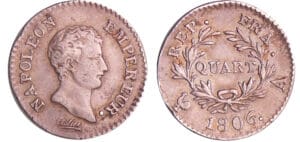 Napoléon 1er (1804-1814) - 1/4 de franc empereur 1806 A (Paris)