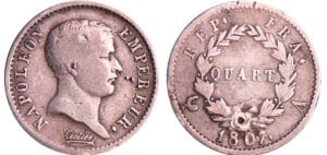 Napoléon 1er (1804-1814) - 1/4 de franc tête de nègre 1807 A (Paris)
