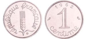Cinquième république (1959- ) - 1 centime Epi 1962, essai piéfort