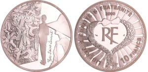 Cinquième république (1959- ) - 10 francs 2000 - Yves St Laurent avec certificat