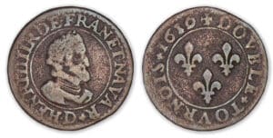 Henri IV - Double tournois 1610 sur 1609 D (Lyon)