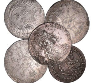 Louis XIV - Lot de 4 Quarts d'écu et d'un 20 sols