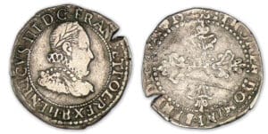 Henri III - Quart franc au col fraisé 15-- B (Rouen)