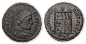 Constantin 1er - Nummus (310-318, Lyon) Porte de camp
