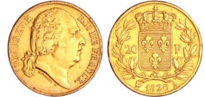 Louis XVIII (1815-1824) - 20 francs au buste nu 1820 A (Paris) sans les différents