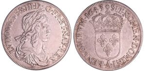Louis XIII (1610-1643) - Ecu du 2ème poinçon de Warin - 1643 A (Paris) avec rose et pas de baies