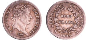 Napoléon 1er (1804-1814) - 1/2 franc revers république 1808 A (Paris)