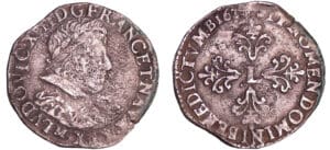 Louis XIII (1610-1643) - ½ franc au buste juvénile, tête laurée, col plat - 1628 M (Toulouse)