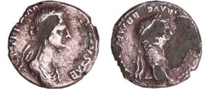 Agrippine et Claude - Denier (37-38, Lyon) monnaie fourrée