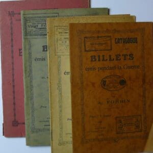 Lot de 4 catalogues anciens sur les billets émis pendant la Guerre, A. Forbin